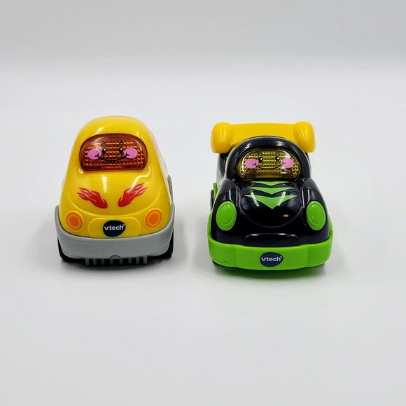 Vtech Go! Go! Smart Wheels Vehicles Lot Of 2 Yellow Car Black Race Car Tested - Picture 3 of 11